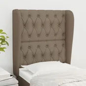 Vidaxl vidaXL Vzglavje postelje s krilci, sivo-rjavo, 83x23x118/128 cm, blago