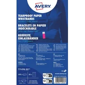 Avery Zweckform identifikacijske zapestnice TYVPK-50 so narejene iz trpežnega Tyvek materiala. Velikost zapestnic je 19 x 256 mm, barva neonsko roza. Zapestnice so na listih A4 in se jih enostavno loči.
