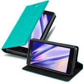 Cadorabo CADORABO Sony Xperia Z3 COMPACT v bencinsko turkizna - Zaščitni ovitek z magnetnim zapiranjem, stoječo funkcijo in režo za kartice, (20549093)
