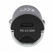 Avtopolnilec USB C 30 W mini MANHATTAN, 1xUSB C (PD 3.0), črne barve