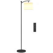 HOMCOM Talna LED svetilka zatemnljiva z daljinskim upravljanjem, talna svetilka z nastavljivo svetlobo na 11 barvnih temperatur in 11 svetilnosti, časovnik 60 minut, bivalno sobo, spalnico, črna