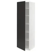 METOD Visoka omara s policami, bela/Nickebo mat antracitna, 60x60x200 cm