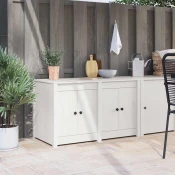 vidaXL zunanja kuhinjska omara bela 106x55x64 cm trden borov les