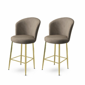 HANAH HOME Set 2 barske stolice Fora Cappuccino Gold