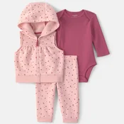 Carters komplet 3/1(prsluk,bodi,d.deo), devojcice