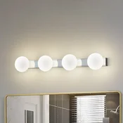 Lucande LED stenska kopalniška svetilka Myrra, krom, steklo, 60 cm, IP44 - Kopalnica - Sodobni - krom, bela - Aluminij