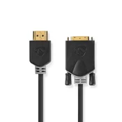 Nedis Kabel HDMI Kontakt HDMI DVI D 24 1 pin Hane 1080p Pozlačeno 2 00 m Rak PVC Antracit Okenska škatla z Euro Lock