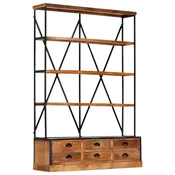 Vidaxl Knjižna polica 4-nadstropna 6 predalov 122x36x181 cm mangov les