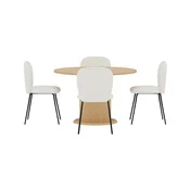 Venture Design Jedilna miza in komplet stolov Reko, miza 120x76 cm, 4 stoli, krem
