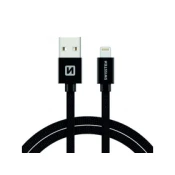 Swissten MFI USB - lightning podatkovni in polnilni kabel, črni, 1,2 m