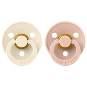 BIBS Colour Size 2: Anatomical 6+ months pacifier Ivory / blush 2 pieces