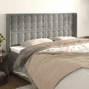 vidaXL Vzglavje z ušesi svetlo sivo 203x16x118/128 cm žamet