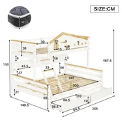 SONNENH Otroška postelja, 90 x 200 cm, masivni les/MDF, bela/naravna, 205 x 148.5 x 167.5 cm, predali za shranjevanje, za spalnico
