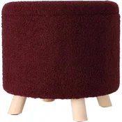 Excellent Houseware Plišasti taburet s prostorom za shranjevanje 40 x 37 cm, rdeč