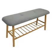 Elegantna klop s polico za čevlje, oblazinjenim sedežem, bambus BEGRYF 90x30x43