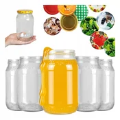 shumee 48x Kozarec 900 ml SATJE z navojnim pokrovčkom fi82 za kozarce MED 0,9 L