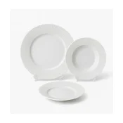 HOME COLLECTION KROŽNIK PREMIUM 18 DELNI SET REBRAST PORCELAN BELE BARVE