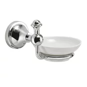 NEVIS soap dish holder, ceramics, chrome - Chrome - 145x101x122 mm - Gedy - NEVIS - 120 - Keramika; zlitina - Posoda za milo - Retro - 145 - 101 - 122 - 14