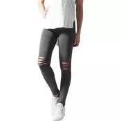 Womens Cut Knee Leggings Acid Black