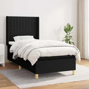 Greatstore Box spring postelja z vzmetnico črna 80x200 cm blago