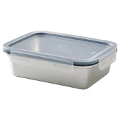 IKEA 365+ Posuda za hranu s poklopcem, pravougaono nerdajuci celik/plastika, 1.0 l