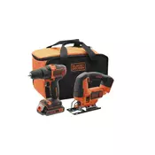 BLACK+DECKER Akumulatorski udarni vrtalnik in vbodna žaga v mehki torbi BCK22S1S