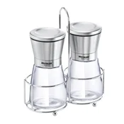 Set of 2 spice grinders with stand, Edelstahl - Westmark