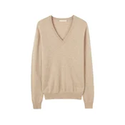 GOBI Cashmere Pulover Womens Essential Cashmere V-Neck Sweater šampanjec