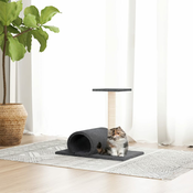 vidaXL Mačji praskalnik s tunelom temno siv 60x34,5x50 cm