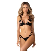 Obsessive Keira Lise 2-pcs Crotchless Set Black L/XL