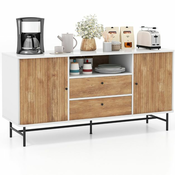 Moderna samopostrežna kavarna z drsnimi vrati 150 x 45 x 74 cm bela + hrast