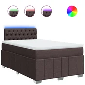 Vidaxl Box spring postelja z vzmetnico temno rjav 120x200 cm blago