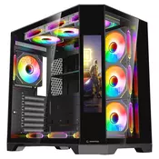 Rampage kućište računala - NOVA (crno; staklo; ATX; 9,17 TFT zaslon, 7x120 mm RGB ventilatora, 1xUSB 3.0 + 1xUSB 2.0) 42671