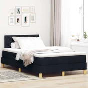 Vidaxl Postelja boxspring z vzmetnico Črna 120 x 190 cm blago