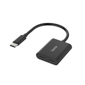 HAMA Audio adapter, 2 u 1, USB-C utikac - 2 x USB-C uticnica, zvuk + punjenje