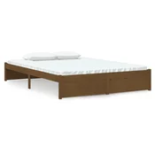 Vidaxl Posteljni okvir medeno rjav iz trdnega lesa 140x190 cm