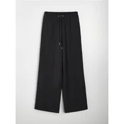 Sinsay - Wide leg pantalone sa mešavinom viskoze - crno