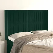 Uzglavlje s ušima tamnozeleno 147x16x118/128 cm baršunasto