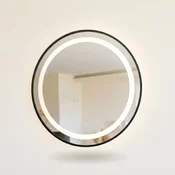 Bic Okroglo LED ogledalo s črnim aluminijastim okvirjem 70x70 cm Lunara