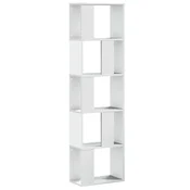 Vidaxl Knjižna omara 5-nadstropna bela 45x23,5x162,5 cm inž. les