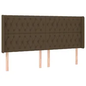 Vidaxl Vzglavje z ušesi temno rjavo 203x16x118/128 cm blago