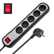 Napajalna letev Rebel 5 vtičnic s stikalom (3m, 3x1,5mm2)