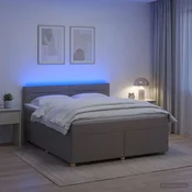 vidaXL Postelja boxspring z vzmetnico Taupe 140 x 200 cm Blago