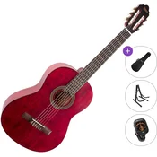 Valencia VC204 Standard SET 4/4 Transparent Wine Red Klasicna gitara