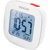 Sencor - Budilnik sa LCD displejem i termometrom 2xAAA bela