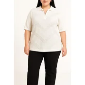 Plus size pletena majica, bel
