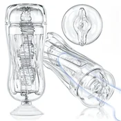 SuperLove 3D Realistic Texture Masturbator with Suction Cup Crystal Clear