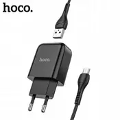 HOCO pametni hišni polnilec N2 z USB vtičem in s polnilnim kablom Micro USB - črn