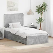 Krevetna konstrukcija s ladicama Betonski sivi 90 x 200 cm Siva 203 x 93 x 100 cm