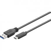 Goobay USB 3.0 prikljucni kabel [1x USB 3.0 utikac A - 1x USB 3.1 utikac C] 1 m crna, pozlaceni uticni kontakti, UL certificirano
